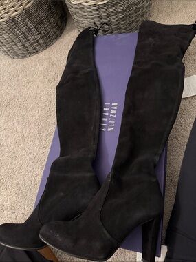 Stuart Weitzman Black Suede Over-the-Knee Boots